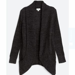 Dark Grey Waffle Knit Cardigan
